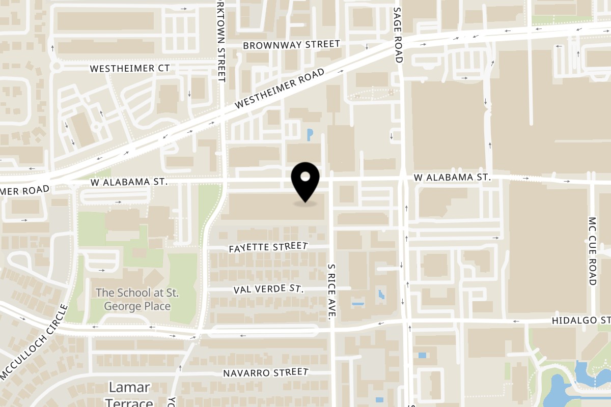 Map showing the location of Bird Haus on 5353 W Alabama St Suite 100 in Houston